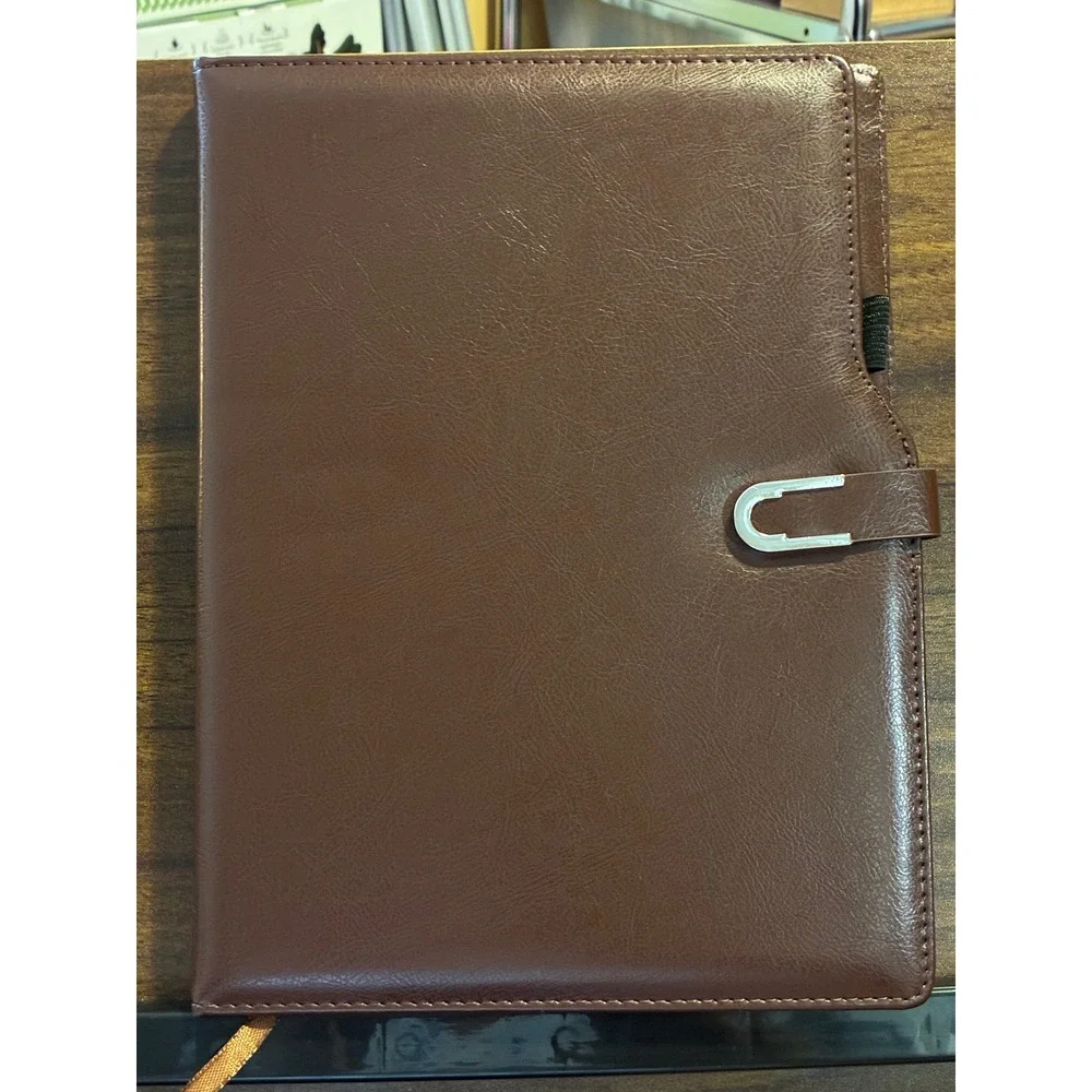 Brown Faux Leather Journal Notebook with Metal Clasp and Pen Loop Lined Pages